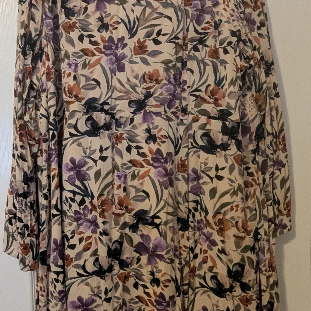 Torrid Mini Gauze Lace Up Skater Dress In Cream Floral - Picture 6 of 10